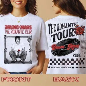 [Sale up to 30%] Bruno The Romantic Tour T-shirt 2026, Tour Dates In the Back, Two Sided T-Shirt, Mars Original Design