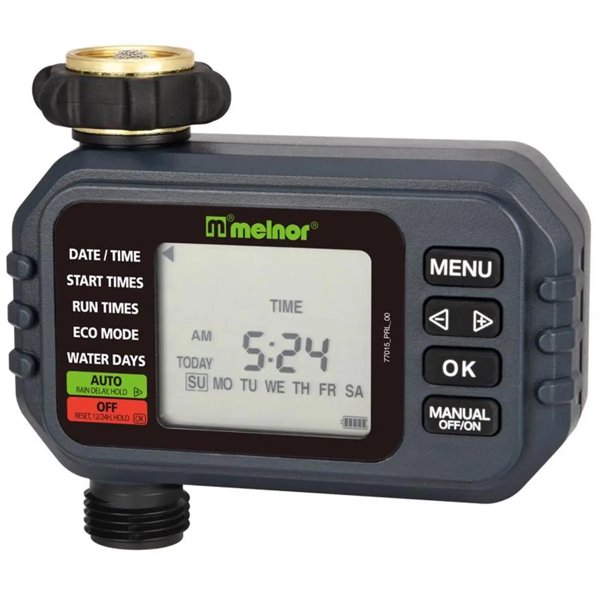 Melnor Single Zone Digital Garden Water Timer - Automatic Watering System, Rain Delay, Dirt-Proof Design, Programmable Start Times, User-Friendly Interface, Eco Mode, Water Usage Tracking for Outdoor Household Use
