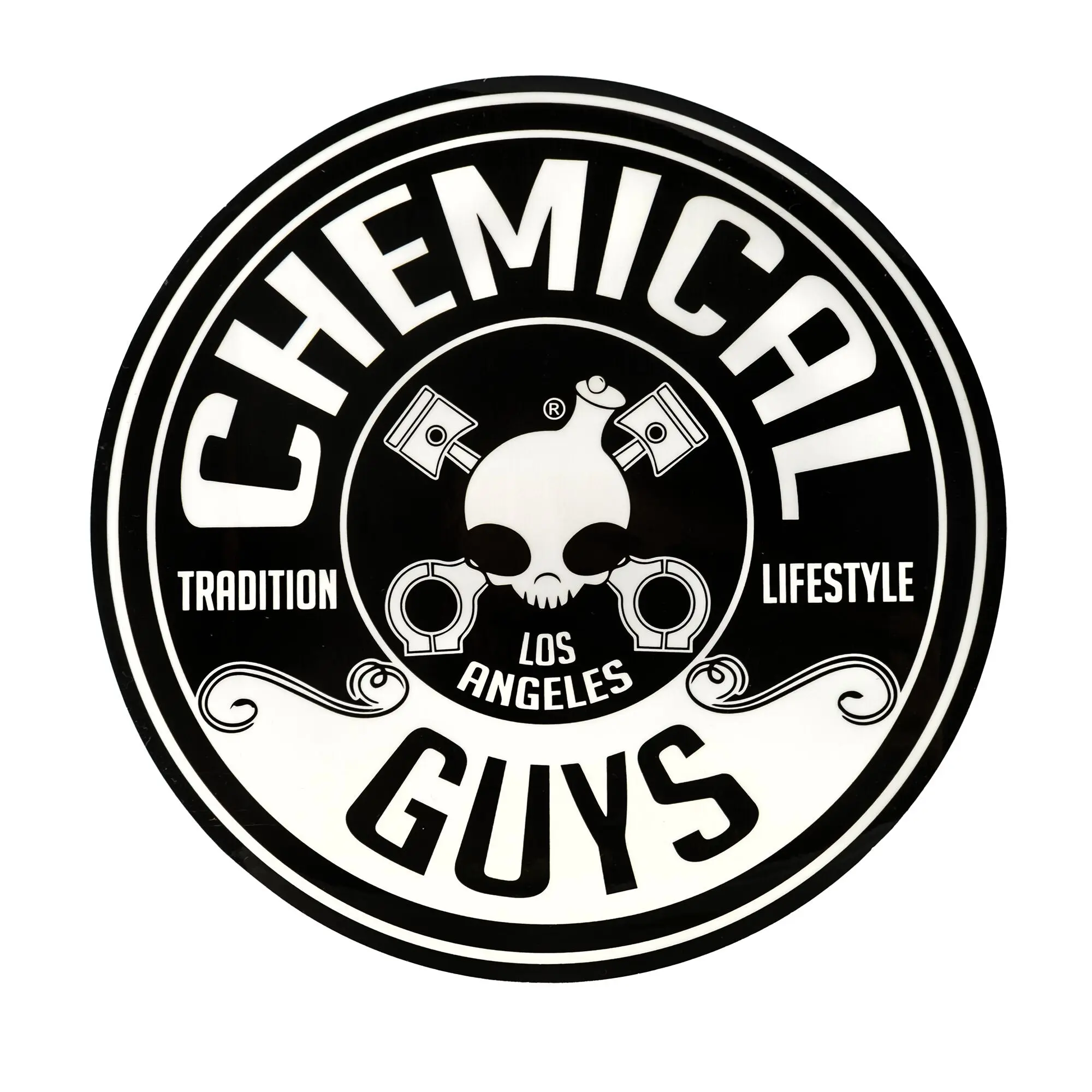 Chemical Guys 8-in Durable Weather-Resistant Round Skull Logo Car Sticker, Multi-Size Automotive Decals, Vehicle Decor Car Accessories for Exterior & Toolboxes, Car Stuff