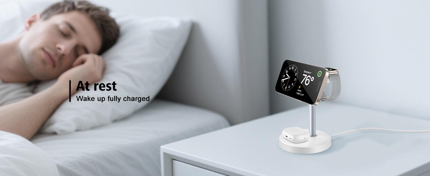 RUIMAILAI 3-in-1 Multifunctional Charger, 15W Fast Charging Station & Foldable Desktop Stand, Magnetic Phone Charger Compatible with MagSafe, iPhone 17/16/15/14/13/12 Series, AirPods, iWatch Series RUIMAILAI 3-in-1 Multifunctional Charger, 15W Fast Charging Station & Foldable Desktop Stand, Magnetic Phone Charger Compatible with MagSafe, iPhone 17/16/15/14/13/12 Series, AirPods, iWatch Series