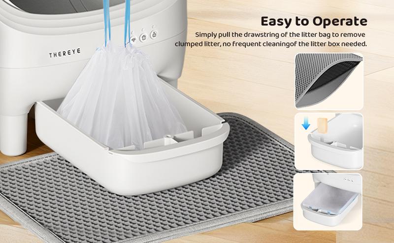 Thereye SC06 Open-Top Automatic Cat Litter Box, Self-Cleaning with App Control Wifi, Odor-Free Waste Disposal includes Trash Bags Thereye SC06 Open-Top Automatic Cat Litter Box, Self-Cleaning with App Control Wifi, Odor-Free Waste Disposal includes Trash Bags