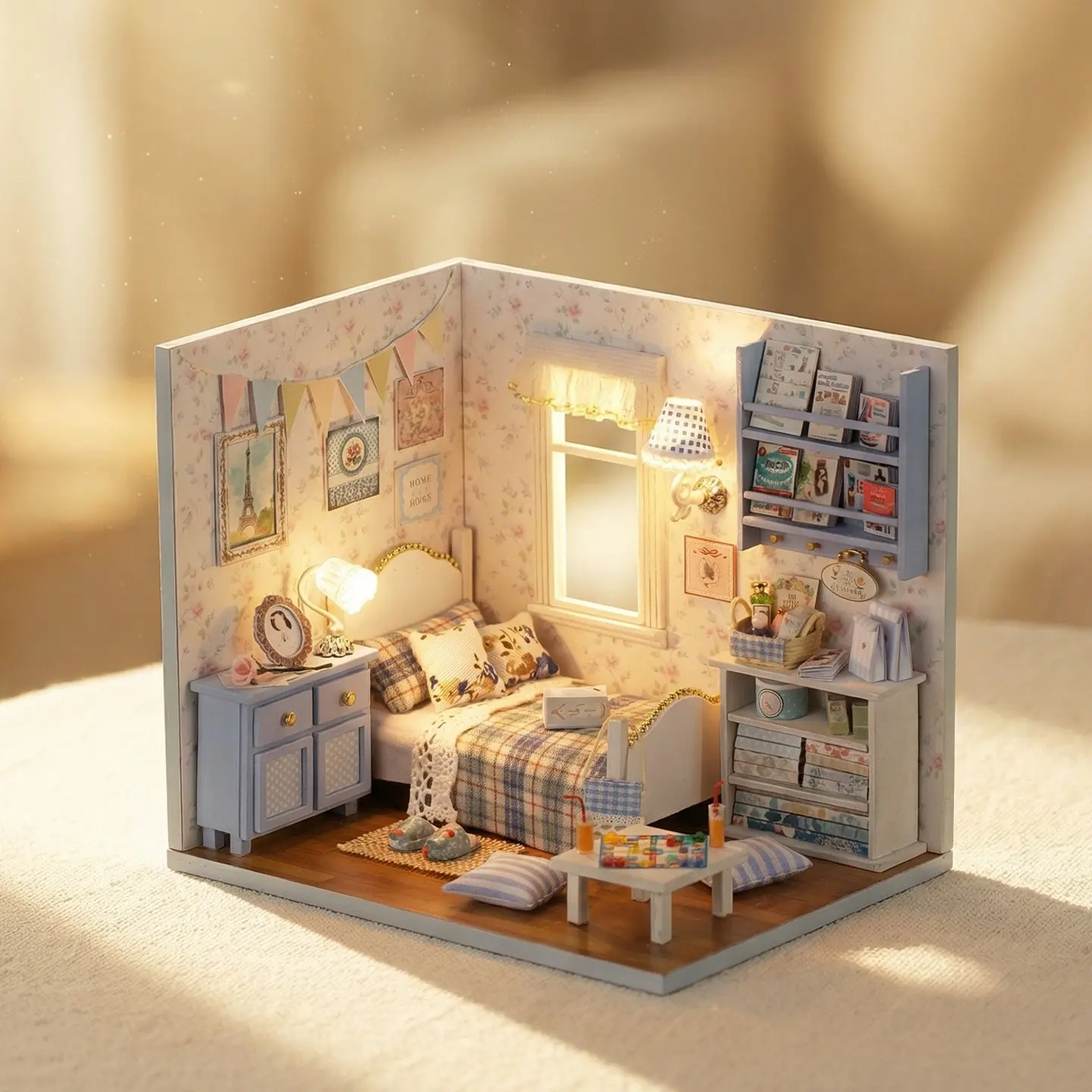 H-003 Small Toy House Miniature Houses Set Tool Kit with LED Light, Play House, Perfect Valentine's Day or Birthday Gift for DIY Enthusiasts, No Tools Included