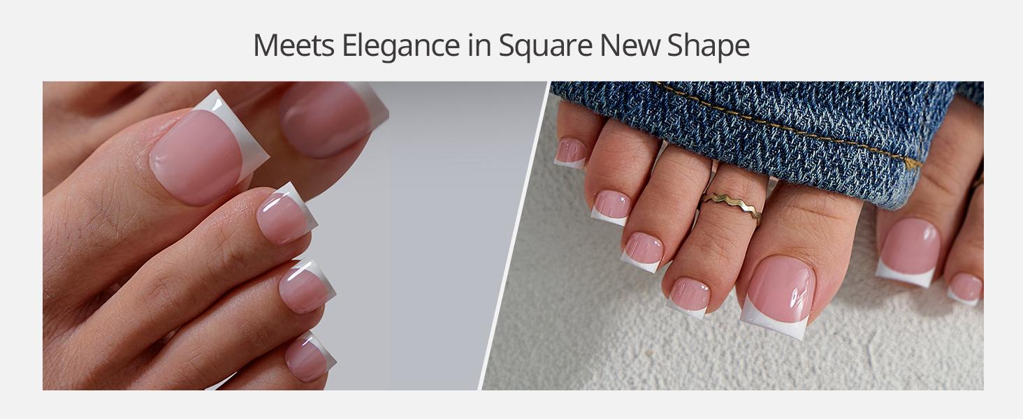 btartboxnails XCOATTIPS Toe Nail Tips - Product only 160pcs  Real Square Pink French Tip Short Toenail Press Ons Fit for Short & Extra Short Toenails Bed,Soft Gel Toe Nail Tips for Women