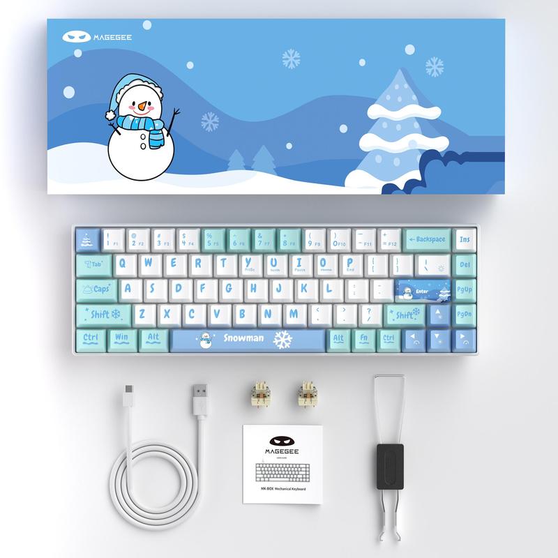 MageGee MK-BOX Gaming Keyboard Mechanical 60% Compact 68 Keys Mini Creamy Keycaps with LED Backlit Wired for Laptop PC