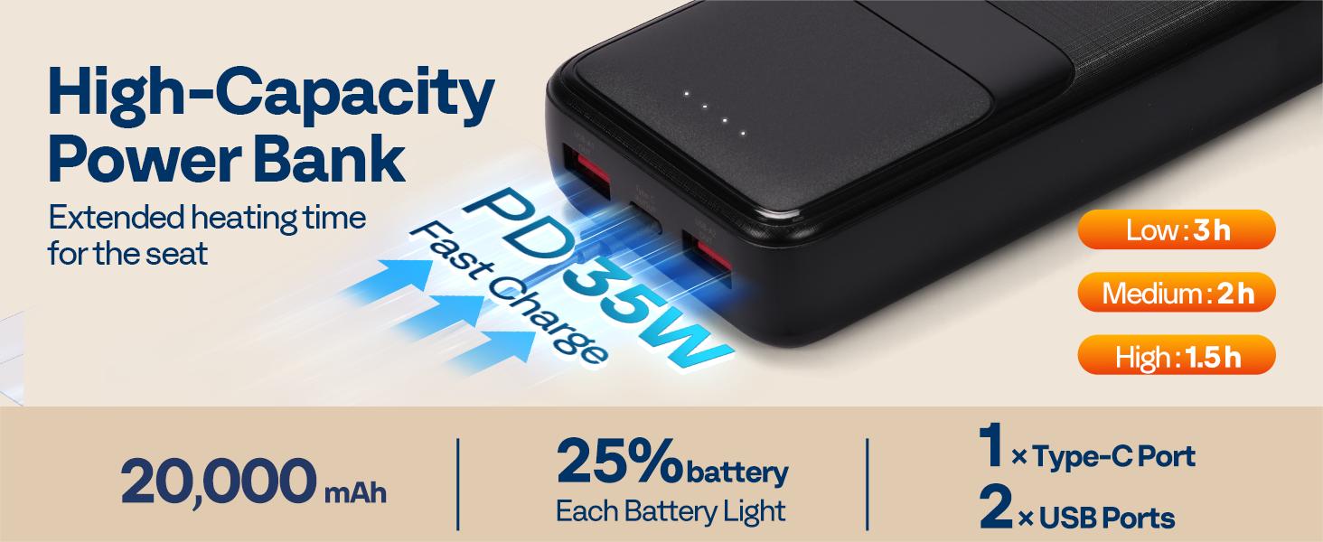 VIVOHOME 35W Padded Heating Stadium Seats, 2 Pack Heated Bleacher Chairs with Back Support, 3 Levels of Heat, Comfortable for Various Sports Events