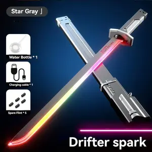 BLD LED SparkBlade Sword with Spray Effect knife Toy Cyberpunk Katana - Light-Up Propfor Cosplay, Raves & Festivals RGB Lights Durable CollectibleItem US In Stock, Valentine’s Gift Idea ,cool birthday gift,type-c rechargeable