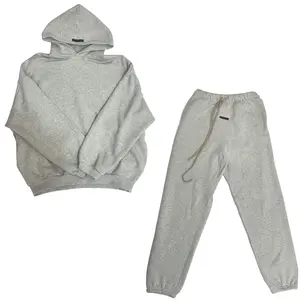 2024 Fleece Gray Hoodies Pants Set - Pullover Hoodie & Jogger Pants Set of Two, Loose Fit, Fashionable Design,  Street Style Comfortable Warm Unisex Style