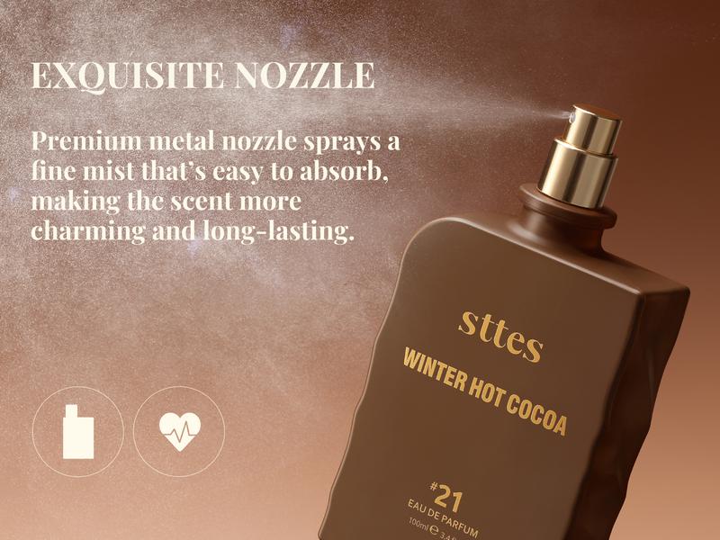 Sttes #21 Winter Hot Cocoa Memories  Perfume for Women - Gourmand Eau de Parfum with Chocolate, Milk & Vanilla, 100ml / 3.4 fl oz