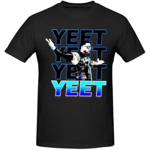 YEET Wrestling Star Graphic Tee - Black T-Shirt with Bold Blue YEET Design for Fans