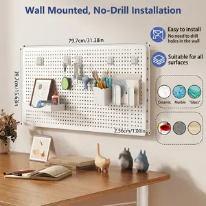 Shelf storage racks, wall-mounted display stands, nail boards, hanging board accessories, pegboard, table and drawer storage, hanging board accessories, 32in metal clip-style pegboard, adjustable-height metal nail board organizer, vertical hook board rack