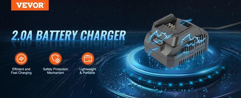 VEVOR 20V 4.0Ah Lithium-Ion Battery - High-Capacity Replacement Battery Pack for Power Tools Batteries, Compatible with 20V Cordless Power Tools