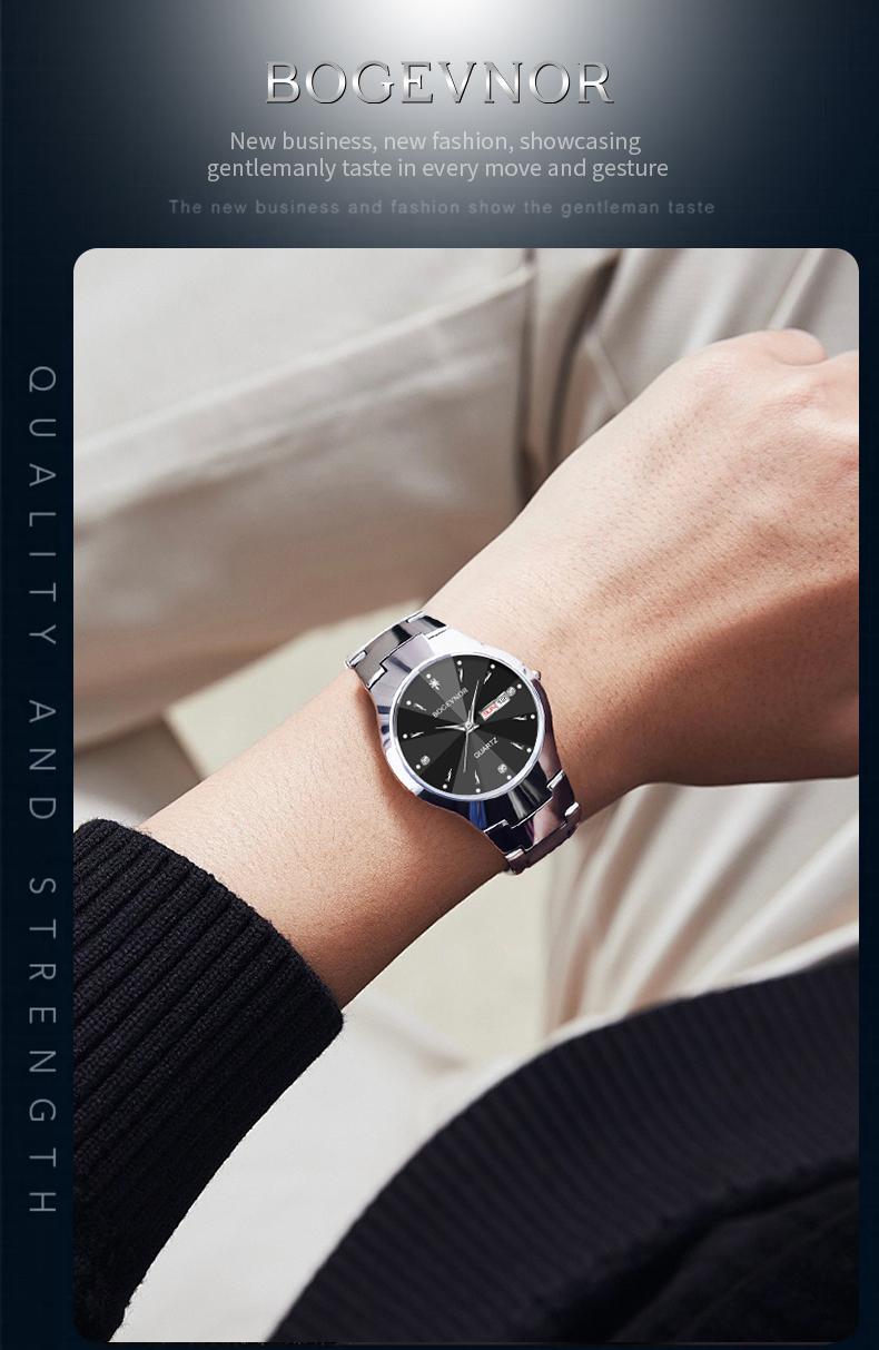 Men's casual and business round dial quartz watch, party fashion watch, daily clothing decoration, versatile trendy birthday gift watch