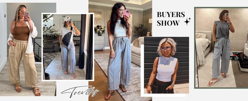 Tanming Women's  High Waisted Barrel Sweatpants Baggy Wide Leg Drawstring Joggers with Pockets and Seam Stitch Details | Regular Lined for Fall & Spring, Cozy Fleece Lined for Winter