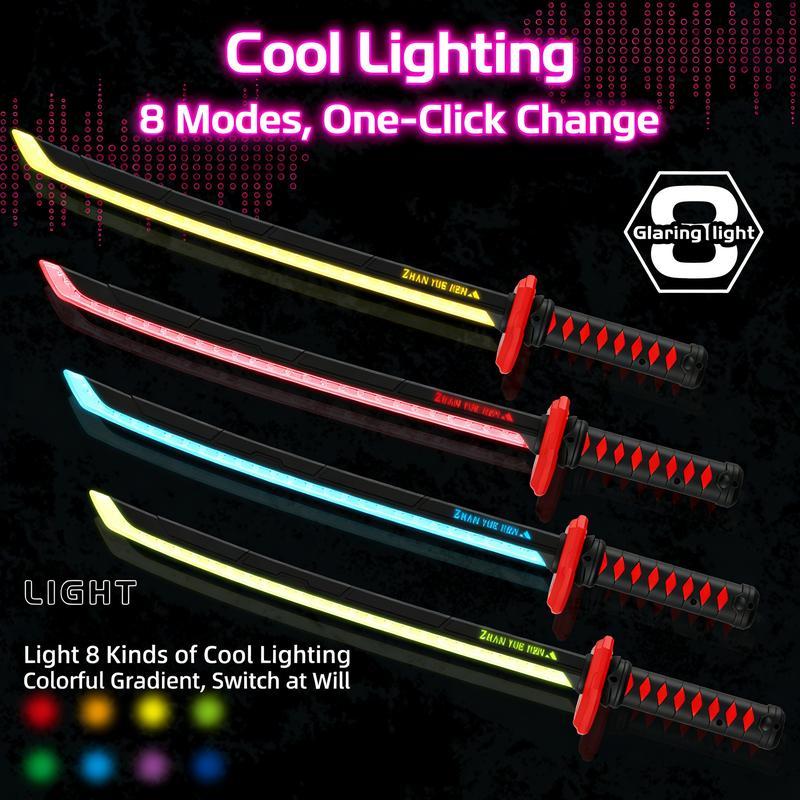 Boy's LED Lightsaber Toy Cyberpunk Katana - 23.6-inch Glowing Prop, Perfect for Roleplay, Carnival Parties & Festivals, RGB Lighting, Durable Collectible, In-Stock in the USA, Recommended Children's Birthday Gift fog eight-color streaming light effect