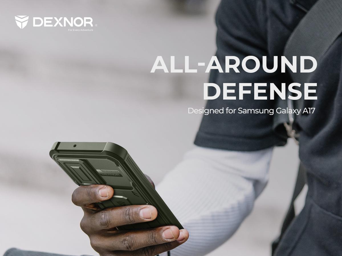 Dexnor for Samsung Galaxy A17-5G Case, [2 Front Frame] [Bulit-in Magnetic Slide Camera Cover & Kickstand] Heavy Duty Protection Shockproof Samsung A17-5G Case with Screen Protector, 6.7in