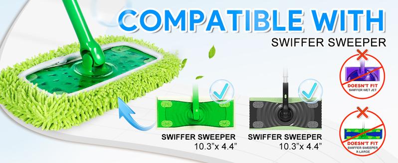 KEEPOW Dry Sweeping/Wet Mopping Cloths for Swiffer Sweeper Mop Deluxe Reusable & Washable Microfiber Mop Pads for All 10 Inches Flat Mop (Mop is Not Included)