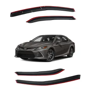 Tape-on -For 2018-2024 Toyota Camry 4 Door Sedan Chrome Window Visor-Smoke Tinted # Rain guard# Rainproof#Sun Shade#UV Protection# Easy-Install # Vent Shades# Car Windshield# Car Weather Shields# Wind Deflector