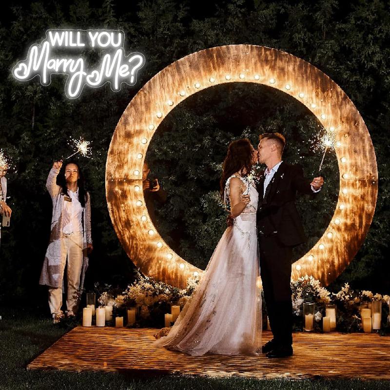 Will You Marry Me Neon Sign, Cool White Marry Me Light Up Letters Sign for Proposal Wedding Party Decorations, Will You Marry Me LED Sign for Engagement Valentines Day Gifts Wall Decor