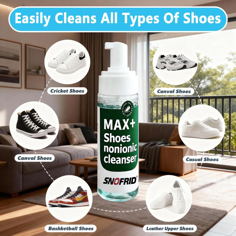 Sonfrid Shoe Cleaner Kits (6.8 oz), Water-Free Foam Shoe Cleaner with Shoe Brush, Sneaker Care, Ideal for Footwear, Full Grain Leather