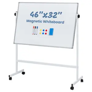 Rolling Whiteboard Double Sided , Magnetic Board Dry Erase on Wheels, Dry Erase Board with Stand for School, Office and Home, Aluminium Frame