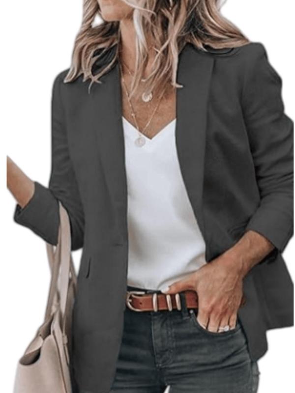 Womens Casual Blazers Open Front Long Sleeve Work Office Suit Jackets Blazer Women's Lightweight Fashion Casual Suit Jacket with Long Sleeves and V-Neck for Commuting - Womenswear Comfort Coats Tops Outerwear