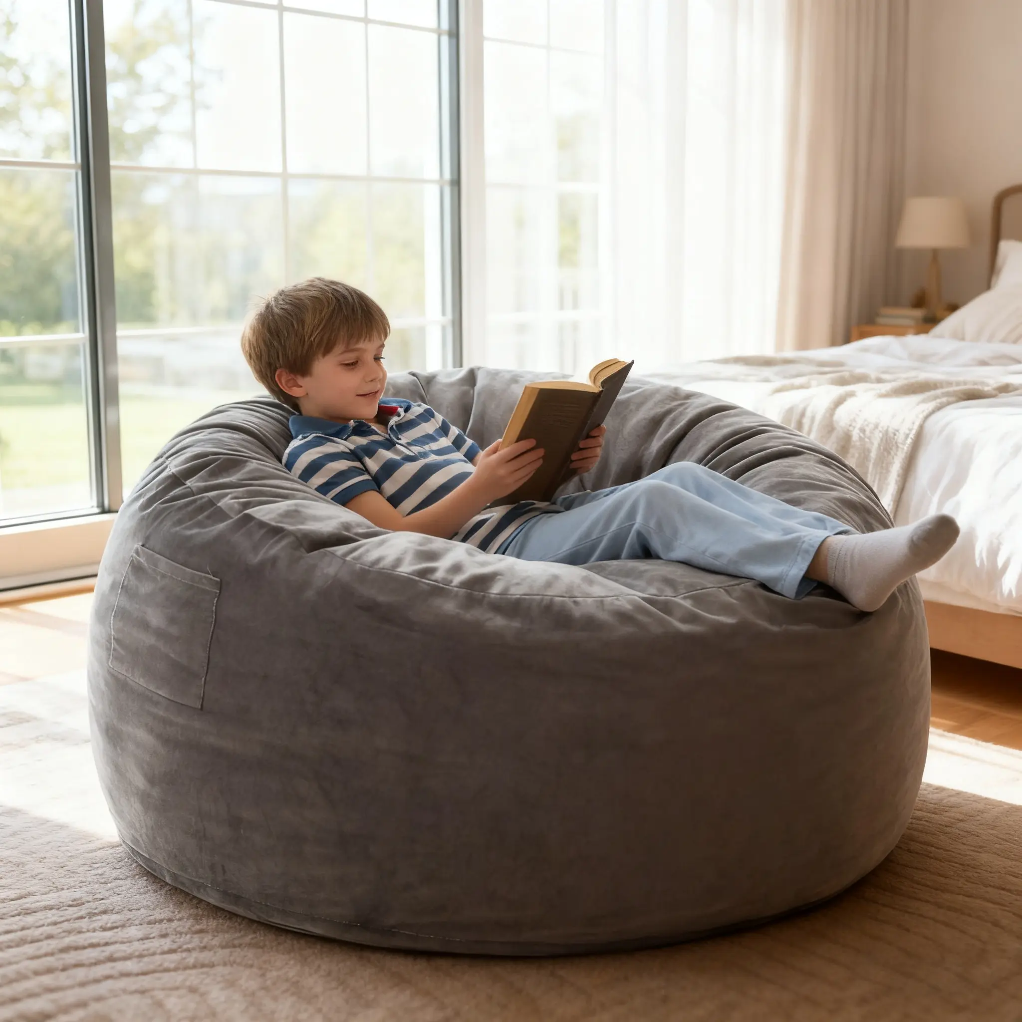 3FT-4FT Lazy Memory Foam Bean Bag Cushion Chair, Washable Cover Floor Lounger, Furniture for Kids & Adults, Bedroom Accessories, Ideal for Living Room, Beanbag Cushion Chair, Game Room, Teens summerwins, Room Accessories, Room Furniture