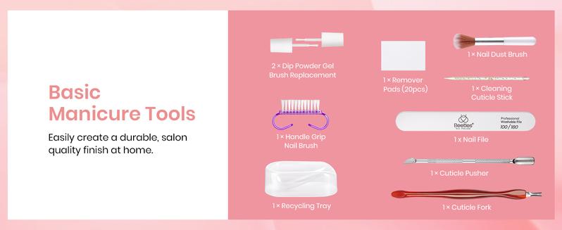 Beetles Dip Powder Starter Nail Kit with【Base&Top Coat&Activator&Manicure Tool】Don't Need UV light Nail Art Nails at home Nail Salon Gift#SpringTok Cosmetic Polish  Cutics #TikTokShopBacktoSchool