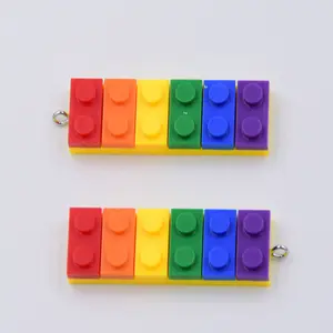 Rainbow Building Block Charm Pendant (4.8cm x 1.6cm)