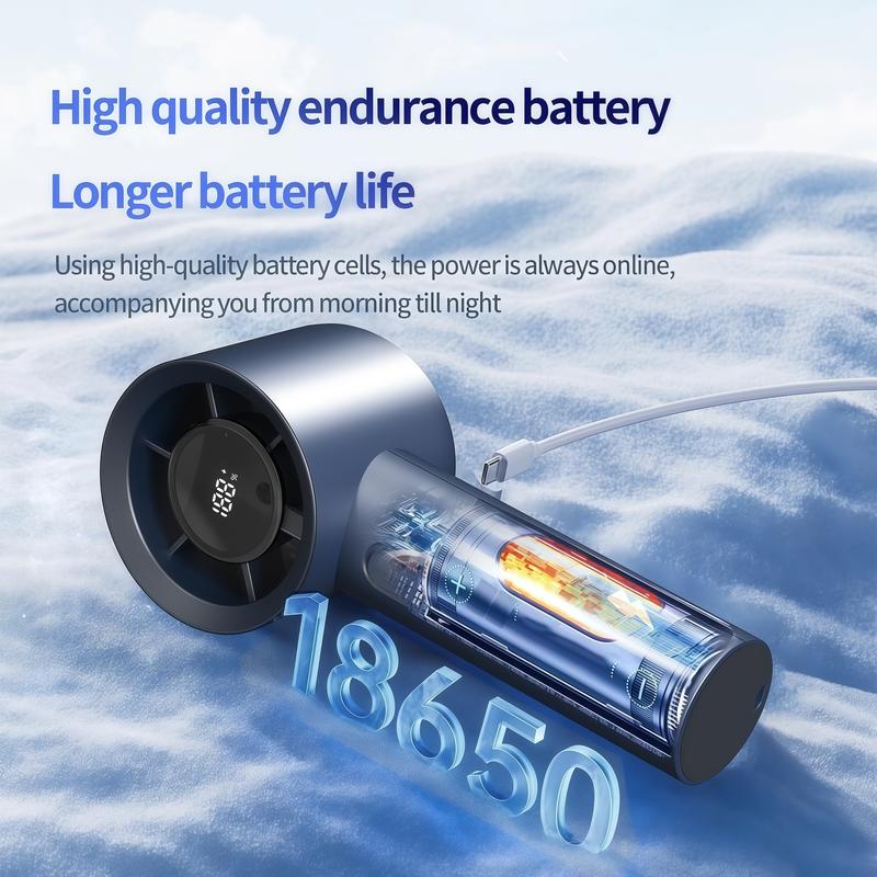 LMMAKE Handheld Portable Fan with 100 Gear Turbo Wind 2000mAh Rechargeable Battery LED Display USB Charging High Speed Travel Gift
