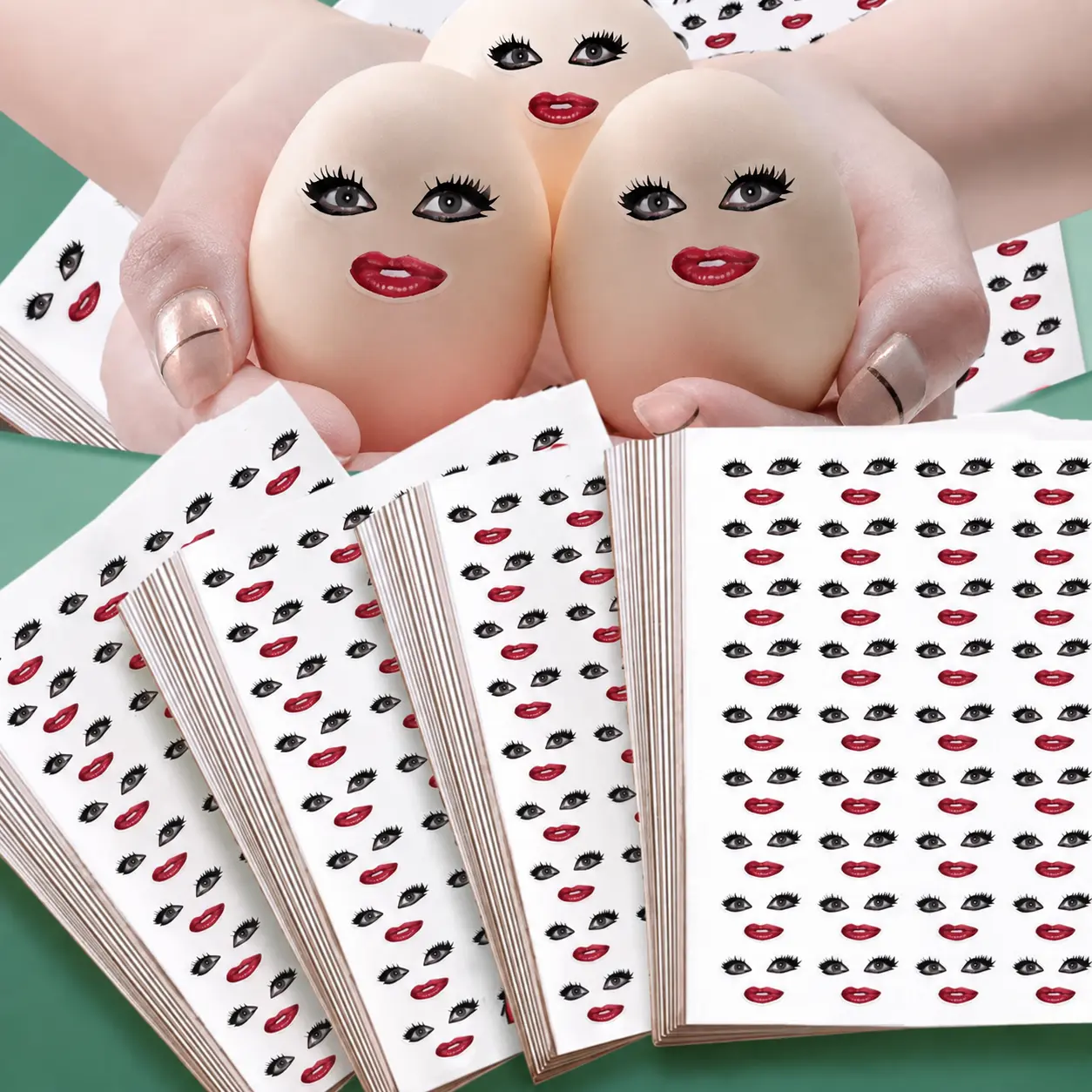 Funny Face Expression Stickers - Waterproof PVC Cute Eye & Lip Decals, Personalized Decoration for Phone Case, Smartphone, Cellphone Cover, Devices, Party Gift for Teens & Girls, Casing