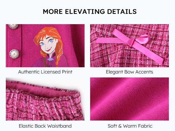 PatPat Disney Princess Ariel Little Mermaid Toddler Girls 2-Piece Pearl Button Knit Top & Tweed Skirt Set for Ages 2-9 Years Cute Minnie SpringGlowUp RefreshedLook