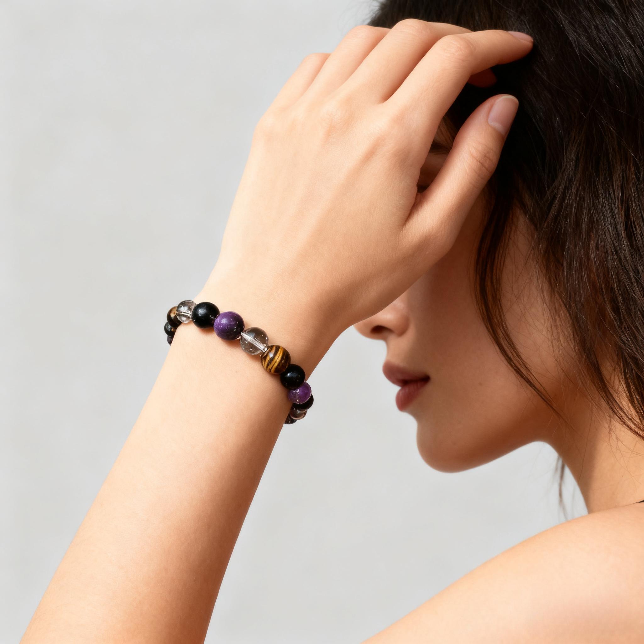 Exquisite Bohemian Beaded Bracelet Set for Women - Wealth Attraction, Good Luck, Money & Protection - Natural Tiger Eye, Citrine, Malachite, Evil Eye Beaded Spiritual Jewelry for Banquet Party, Ideal Gift for Her & Couple Matching