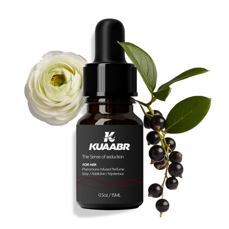 KUAABR Pheromone Perfume for Women - Long-lasting women's fragrance with Jasmine and Rose Flower Fragrance Oils with sweet notes - Vegan and cruelty-free travel fragrance - 15 ml / 0.50 fl.