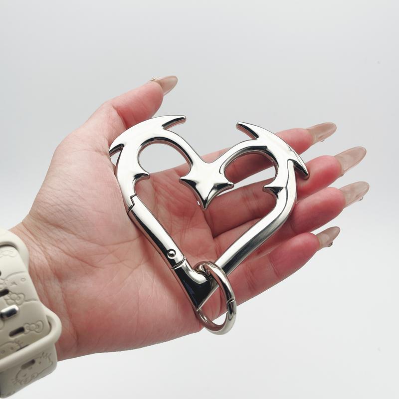 Heartbreaker Carabiner Gothic Heart-Shaped Metal Keychain Heavy Duty Bold Design Zinc Alloy Perfect for Keys Bags Statement Fashion Accessories