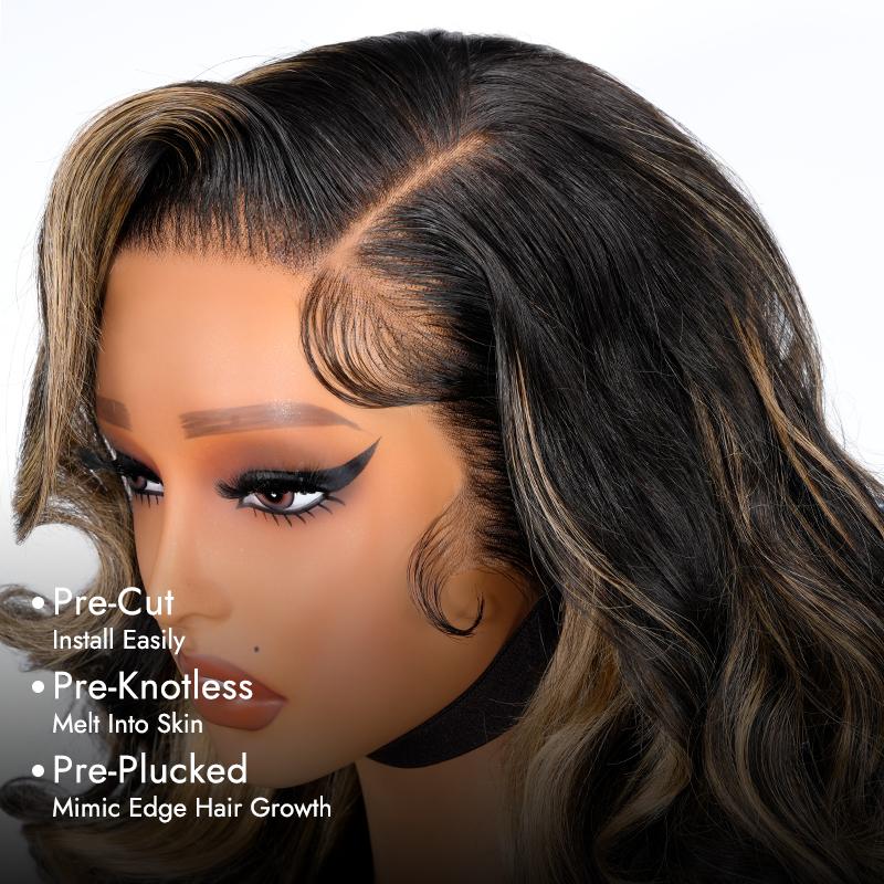 [Clearance Sale] Wiggins Hair Side Part Highlight Glueless Body Wave 13x4 Lace Front Wigs Human Hair Ready To Go Pre Cut Lace Pre Plucked Hairline Beginner Friendly