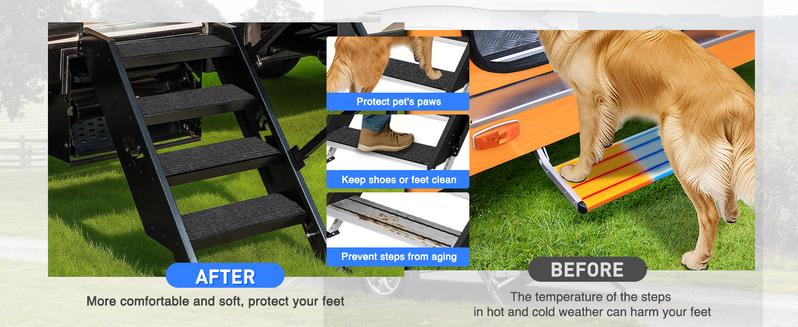 Nilight RV Step Covers 4 Pack 24 x 7.5 inches, Non Slip Camper Steps RV Step Rug with Hook & Loop Works on Electrical & Manual RV Stairs Carpet Rug for Mobile Home Camper Trailers Steps Outside, Gray Nilight RV Step Covers 4 Pack 24 x 7.5 inches, Non Slip Camper Steps RV Step Rug with Hook & Loop Works on Electrical & Manual RV Stairs Carpet Rug for Mobile Home Camper Trailers Steps Outside, Gray