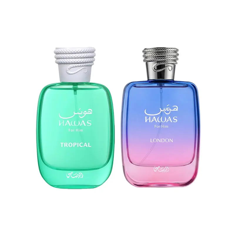 Rasasi Viral Hawas Duo Bundle for Unisex (3.4 Ounce, Rasasi Hawas London + 3.4 Ounce, Rasasi Hawas Tropical)