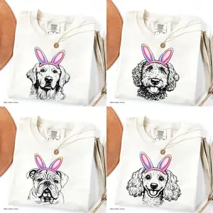 Easter Bunny Dog Shirt – 50 Dog Breeds Available, Custom Dog Lover Gift, Cute Bunny Ear Puppy Tee, Easter Dog Mom Shirt, Ivory Comfort Colors Easter Shirt