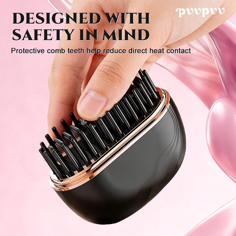 Wireless Mini Portable Hair Straightener, Portable Heated Comb, a must-have for outings. It fits easily in a small bag or car, keeping your hair smooth and manageable.