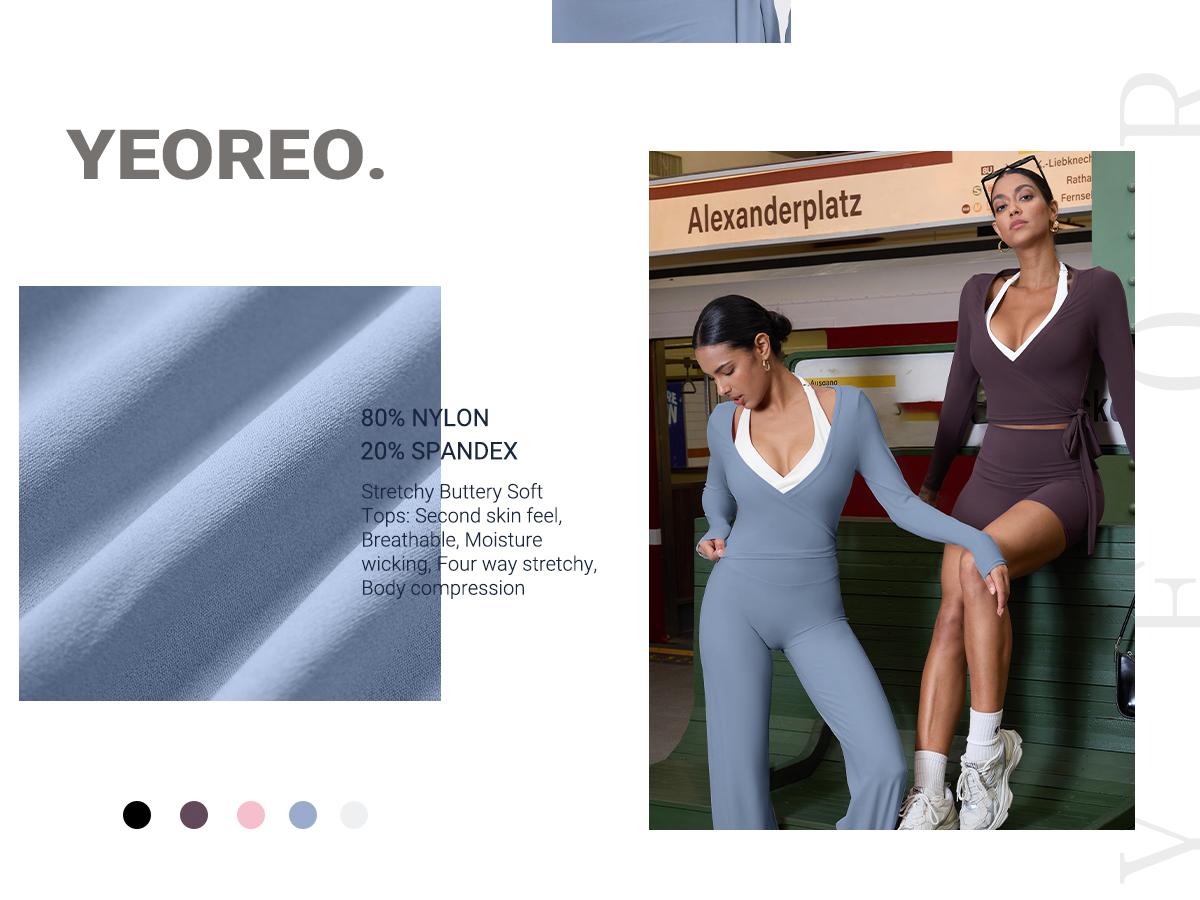 YEOREO Women Pilates Wrap Top Long Sleeve Tie Ballet Workout Yoga Shirt Michelie Y2K V Neck Cropped Tops Athletic Fashion Activewear YEOREO Women Pilates Wrap Top Long Sleeve Tie Ballet Workout Yoga Shirt Michelie Y2K V Neck Cropped Tops Athletic Fashion Activewear