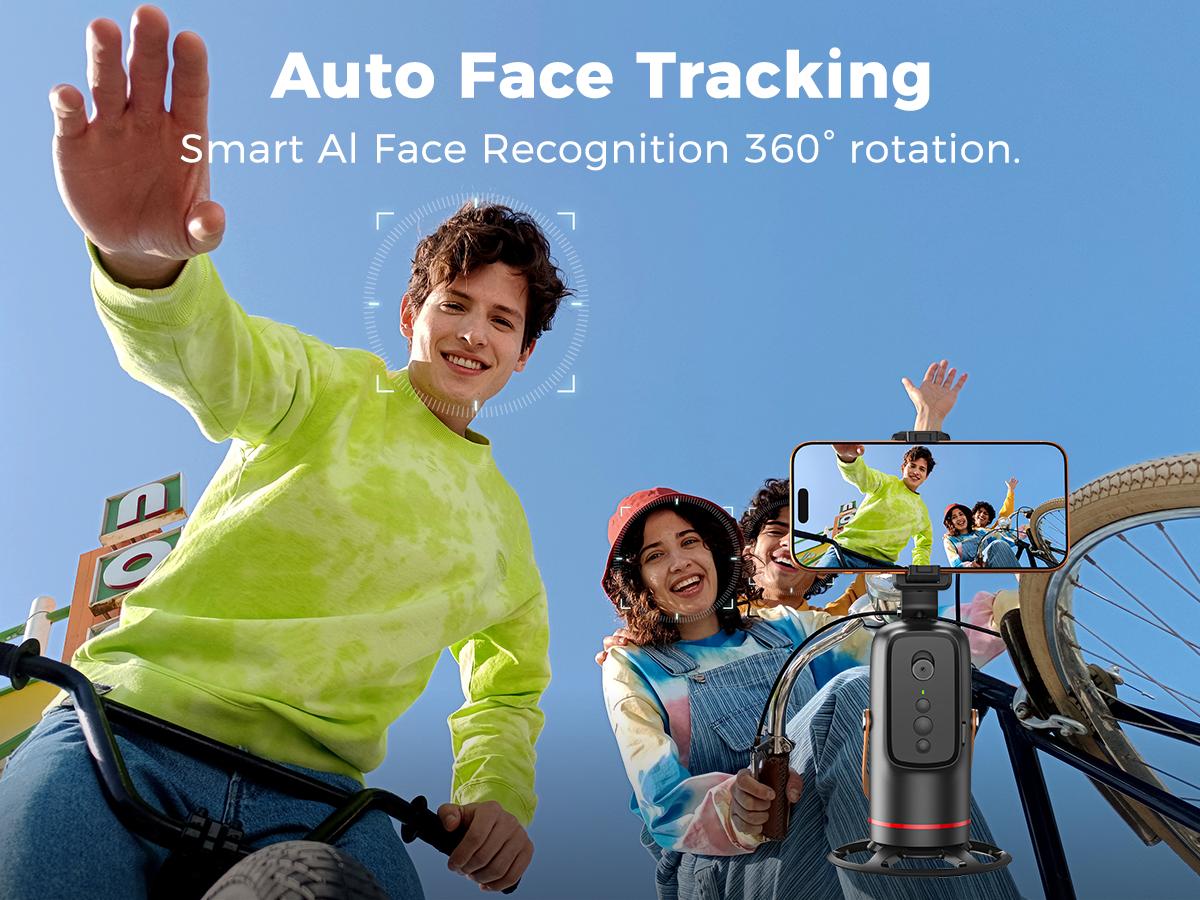 Auto Face Tracking Tripod for Smartphones & Cellphones - Gesture Control, 360-Degree Camera Mount Selfie Accessories, Smart Shooting Phone Mount, Smartphone Camera Accessories for Vlogging, Live Streaming Auto Face Tracking Tripod for Smartphones & Cellphones - Gesture Control, 360-Degree Camera Mount Selfie Accessories, Smart Shooting Phone Mount, Smartphone Camera Accessories for Vlogging, Live Streaming