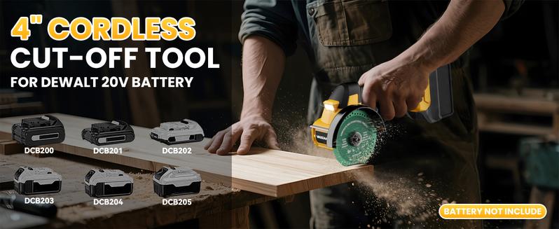 【No Batteries】 Cordless Cut Off Tool Compatible with Dewalt 20V Battery/ for Milwaukee M18 Battery/ Makita 18V Battery, 18,000 RPM Brushless Motor, 4" Blades (2pcs) with Dust Cover, 1.2mm Max Blade Thickness for Wood/Metal/Plastic