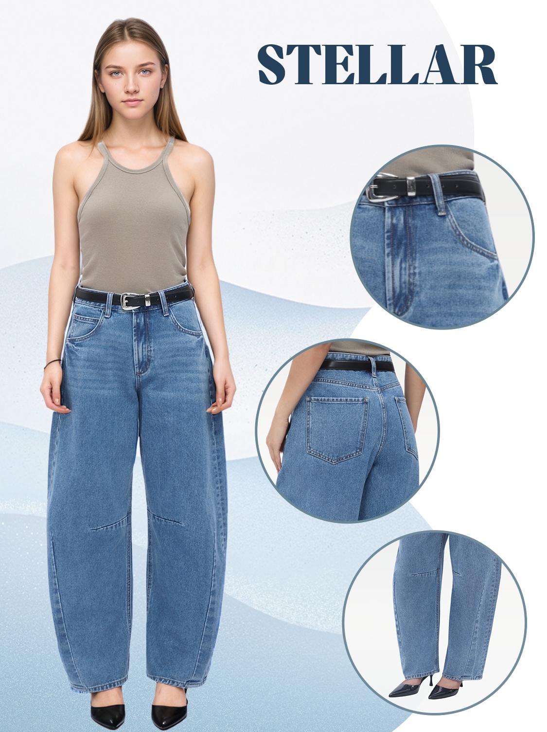 Blake BlueMoment Non-Stretch High Waist Barrel Jeans Womenswear Bottom Casual Denim Pants Spring Outfit Basic Streetwear BM003 #TikTokShopSpringGlowUp