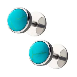 ComfyEarrings Turquoise Earrings – Secure Screw-On Flat Backs for Sensitive Ears, 316L Surgical-Grade Stainless Steel