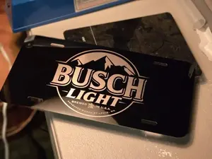Busch Light License Plate - 100% Aluminum, 12 x 6, Pre-Drilled for Easy Installation, Made in US