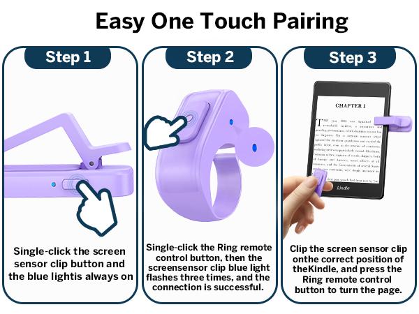 DATAFY Page Turner Ring for Kindle, Hands-Free Remote Control with Storage Bag, Camera Shutter & Video Recording, eReaders Clicker for Kindle iPad iPhone Tablets