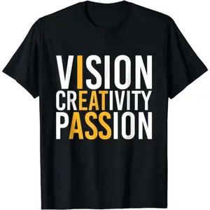 Funny Shirts, Vision Creativity Passion T-Shirt Cotton Casual Fashion Smooth Top Basic Streetwear