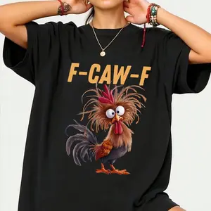Rooster F-Caw-F Shirt, Chicken Middle Finger F-Caw-F Meme Shirt, F-CAW-F Chicken Humor Shirt,Silly Farm Animal Graphic Tee adult Crew Neck T-Shirt Top Crewneck