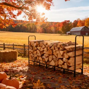 Outdoor Firewood Rack for Patio & Backyard | Heavy-Duty Steel, Weatherproof Cover, Holds 1/2 Cord & 1200 lbs