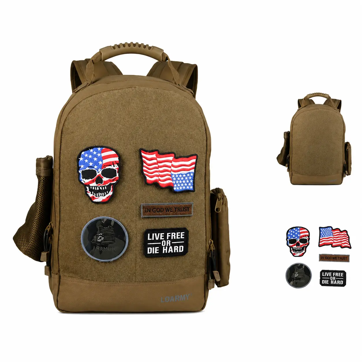 Greencity Large Tactical Backpack with Hydration Bladder Pouch Personalized Rucksack with 5 Patches Carry on Travel Backpacks Fits 17 inch Laptop